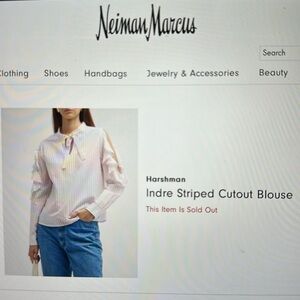 NWT Harshman Indren ruffle cut out striped blouse Medium